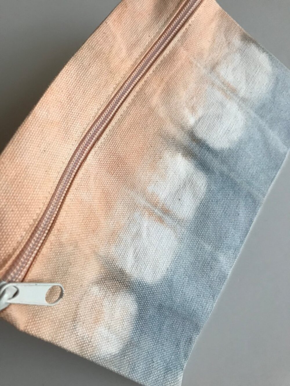 NWT Handmade Shibori Tie Dyed Zipper Pouch: Cotton Canvas Travel Bag